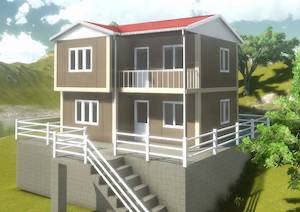 105m² Çift Katlı Çelik Prefabrik Ev